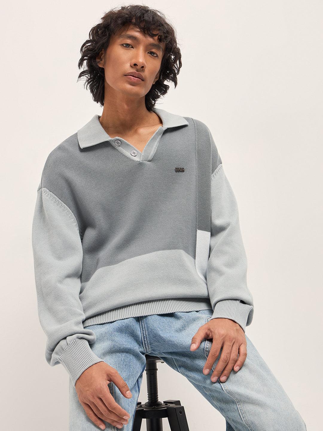 美品 Ｍ POLO COUNTRY Colour-Blocked Anorak Shop Grey Oversized Fit Colourblocked Polo with Full-Length Drop