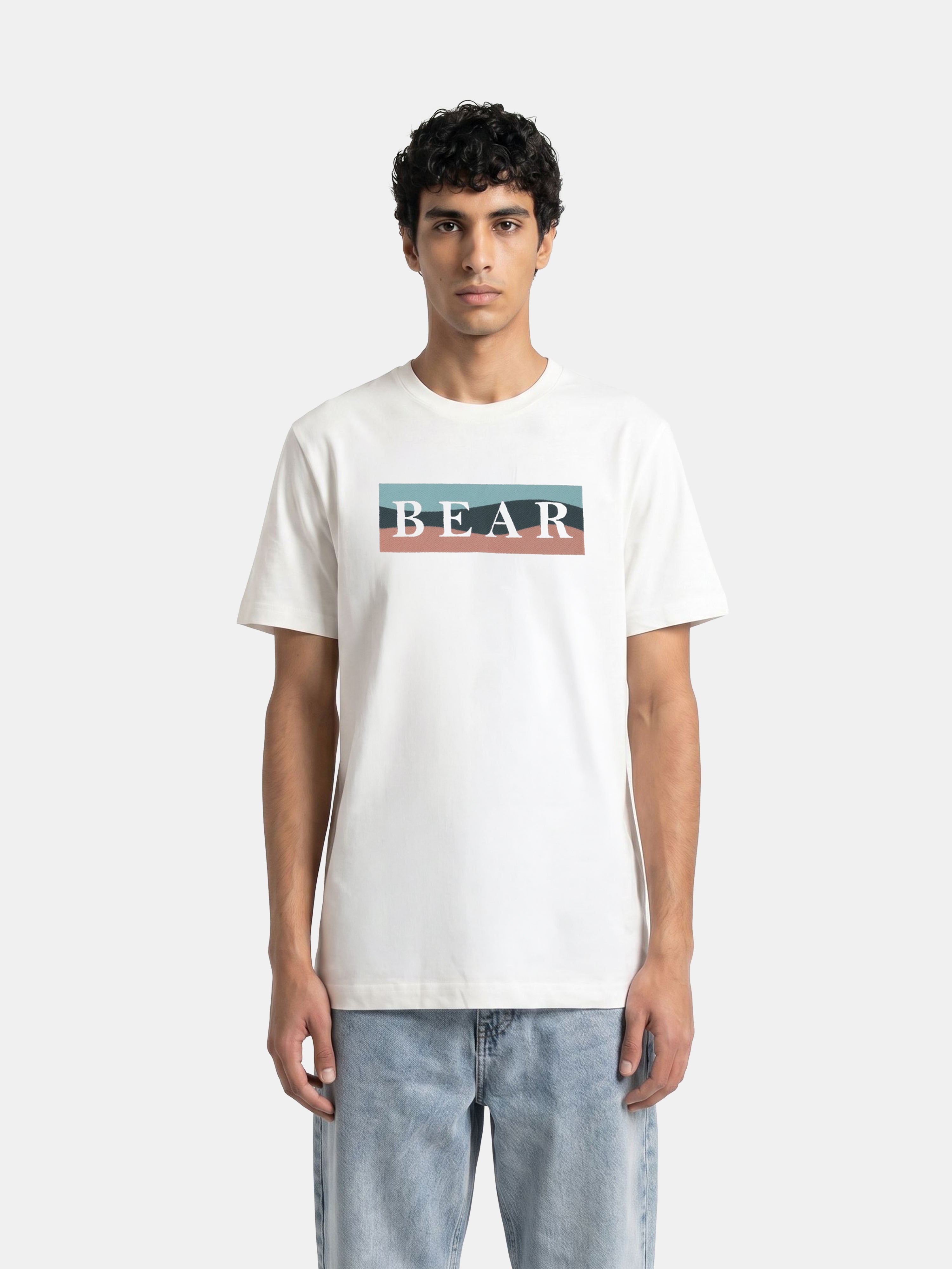 Shop Off White Regular Fit Crew Neck T-Shirt with Multicolor BEAR