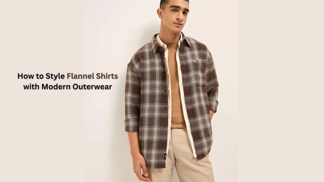 flannel shirt with a modern jacket for a casual street style look