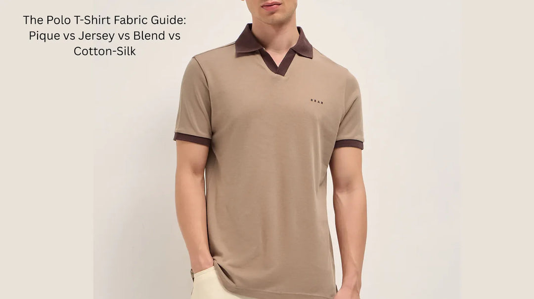 Close-up of pique polo t-shirt fabric texture