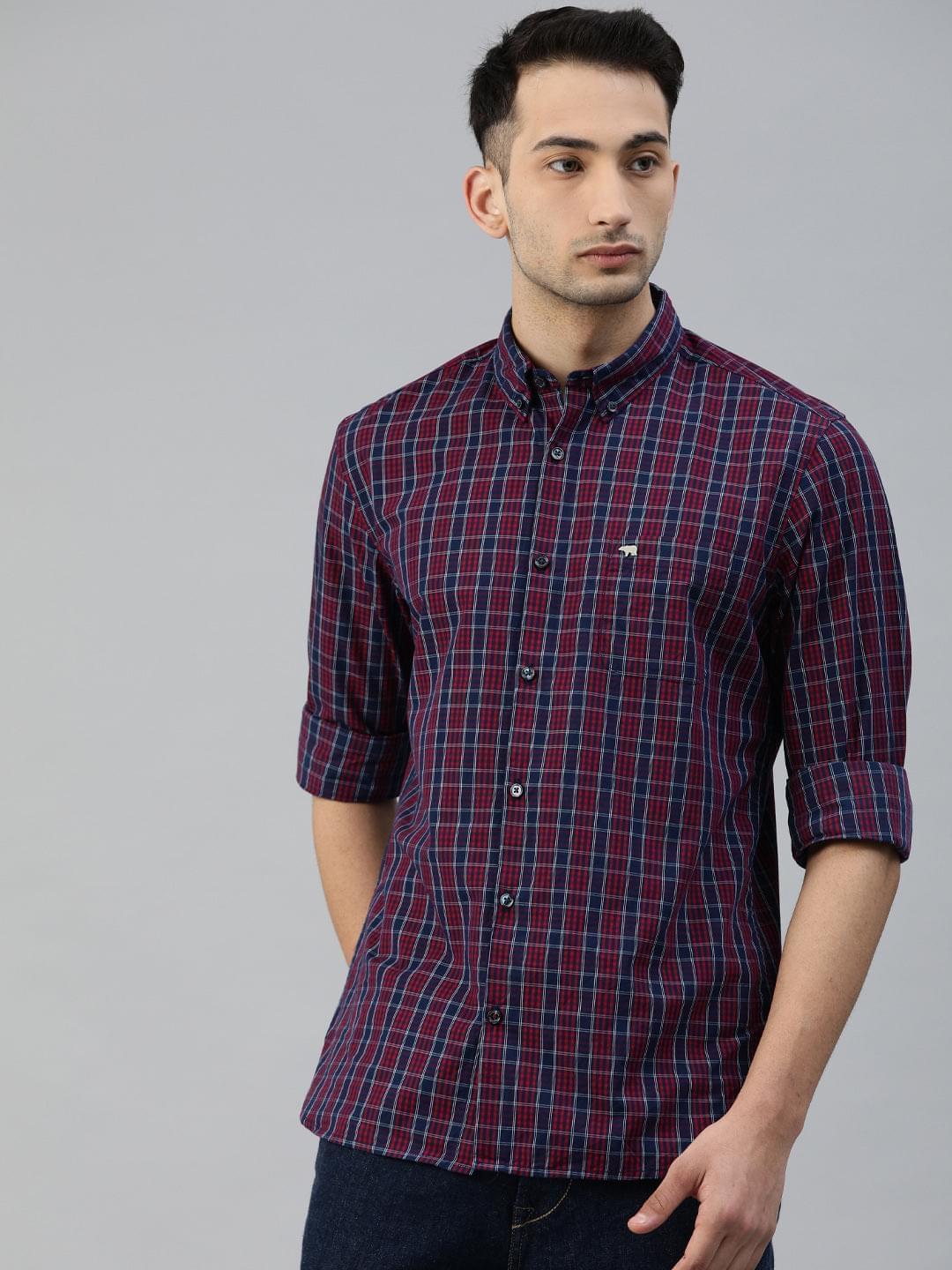 Shop Aliston Men Slim Checks Button-Down Casual Shirt