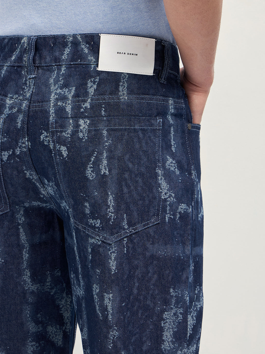 Shop Blue Straight Fit Jeans with Bleached Effect Online | The