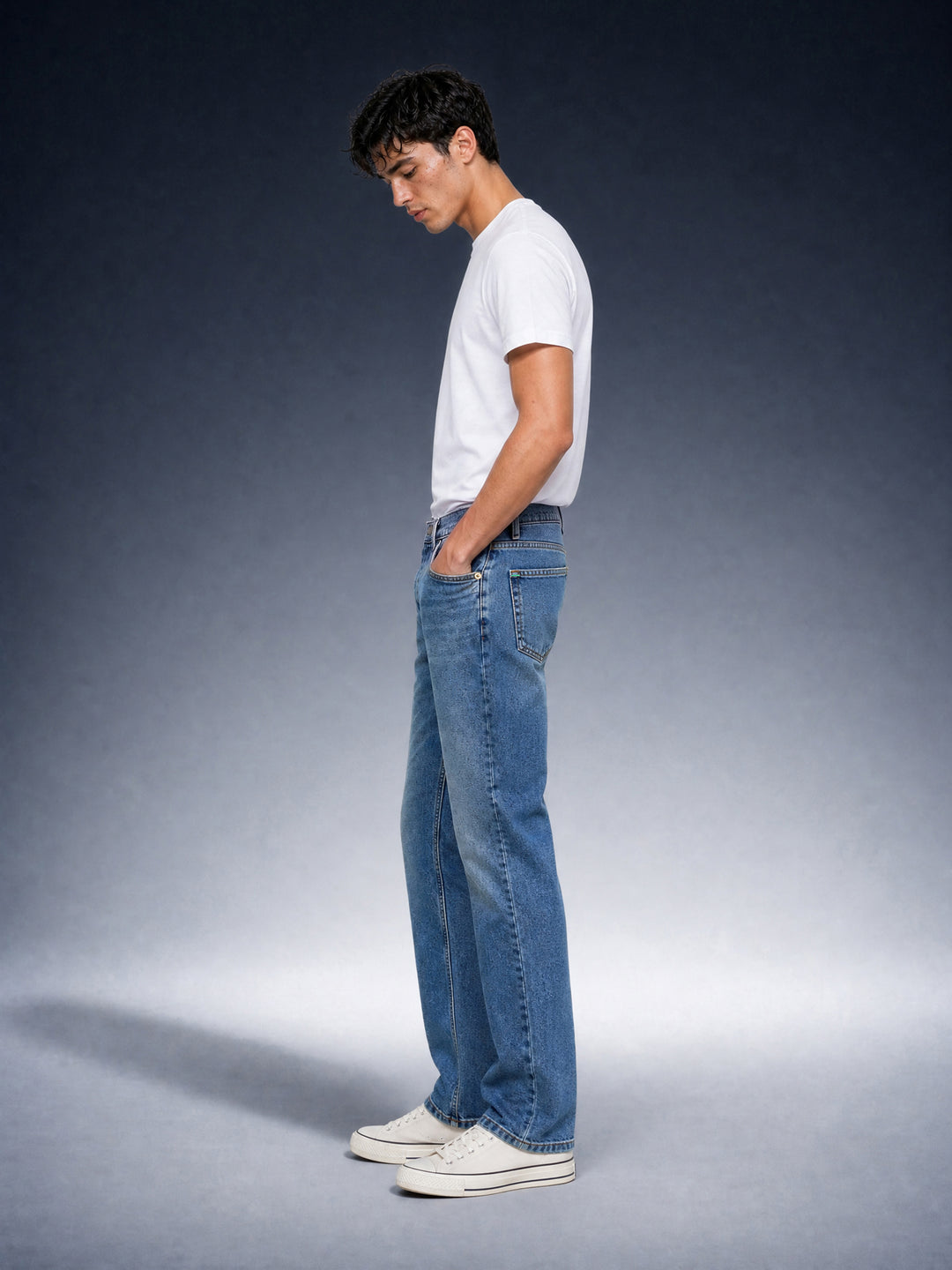 Bear Neo Mid Blue Mid-Rise Straight Fit Jeans by The Bear House