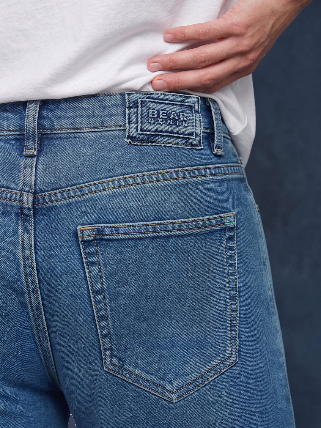 Bear Neo Mid Blue Mid-Rise Straight Fit Jeans by The Bear House