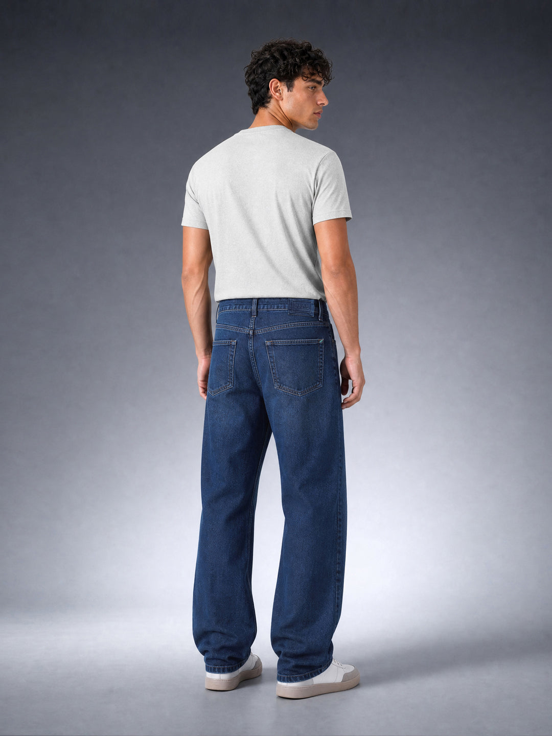 Bear Neo Dark Blue Mid-Rise Baggy Fit Jeans by The Bear House