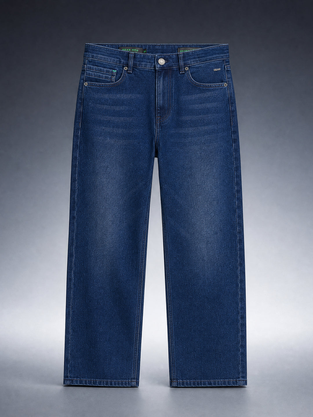 Bear Neo Dark Blue Mid-Rise Baggy Fit Jeans by The Bear House