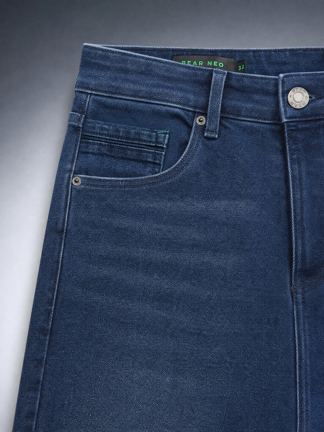 Bear Neo Dark Blue Mid-Rise Baggy Fit Jeans by The Bear House