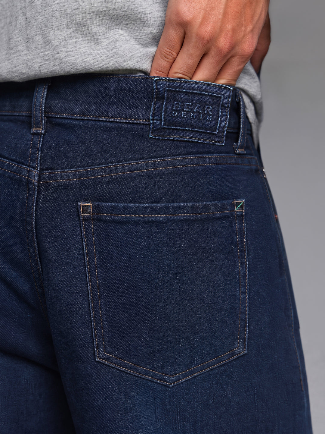 Bear Neo Dark Blue Mid-Rise Baggy Fit Jeans with Light Fade by The Bear House