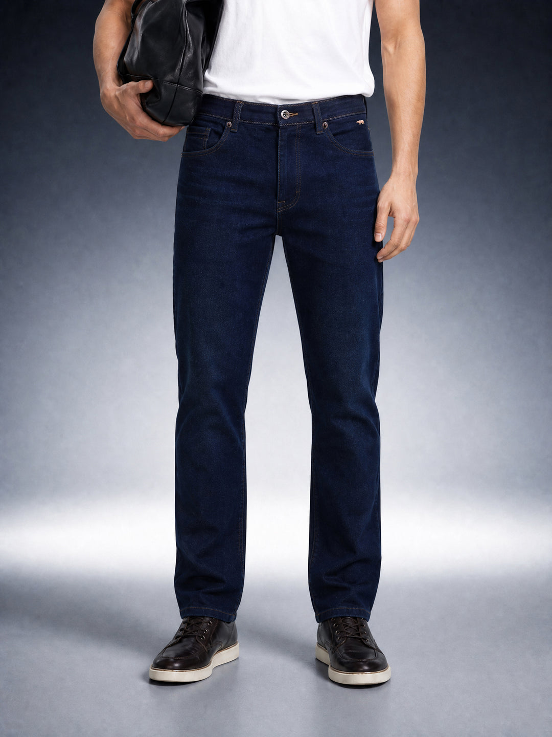 Bear Neo Dark Blue Mid-Rise Straight Fit Jeans by The Bear House