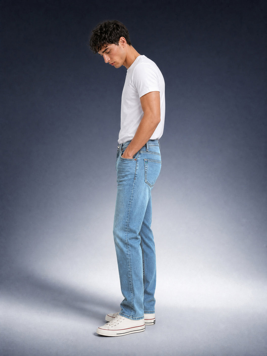Bear Neo Light Blue Mid-Rise Straight Fit Jeans by The Bear House