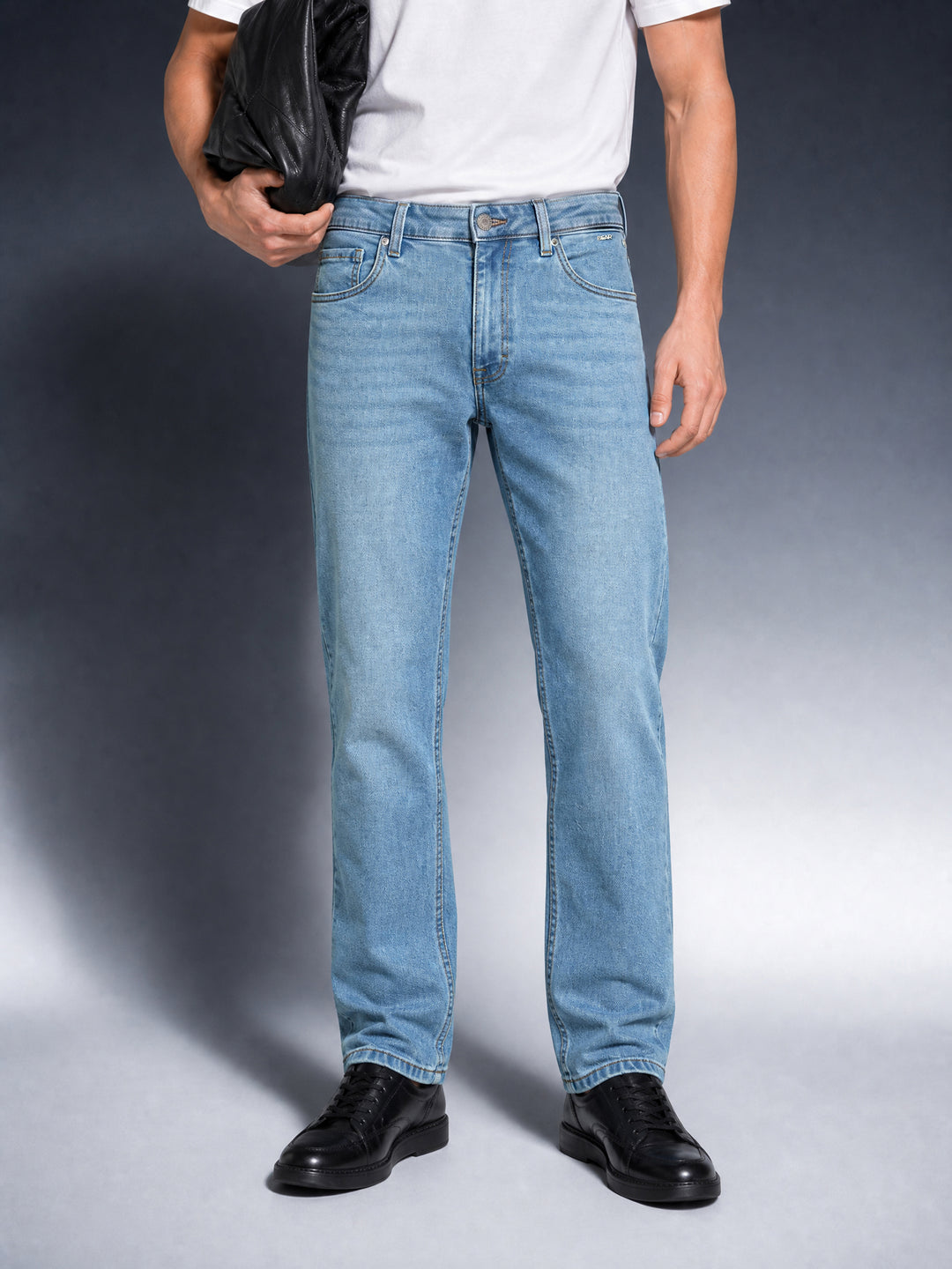 Bear Neo Light Blue Mid-Rise Straight Fit Jeans by The Bear House