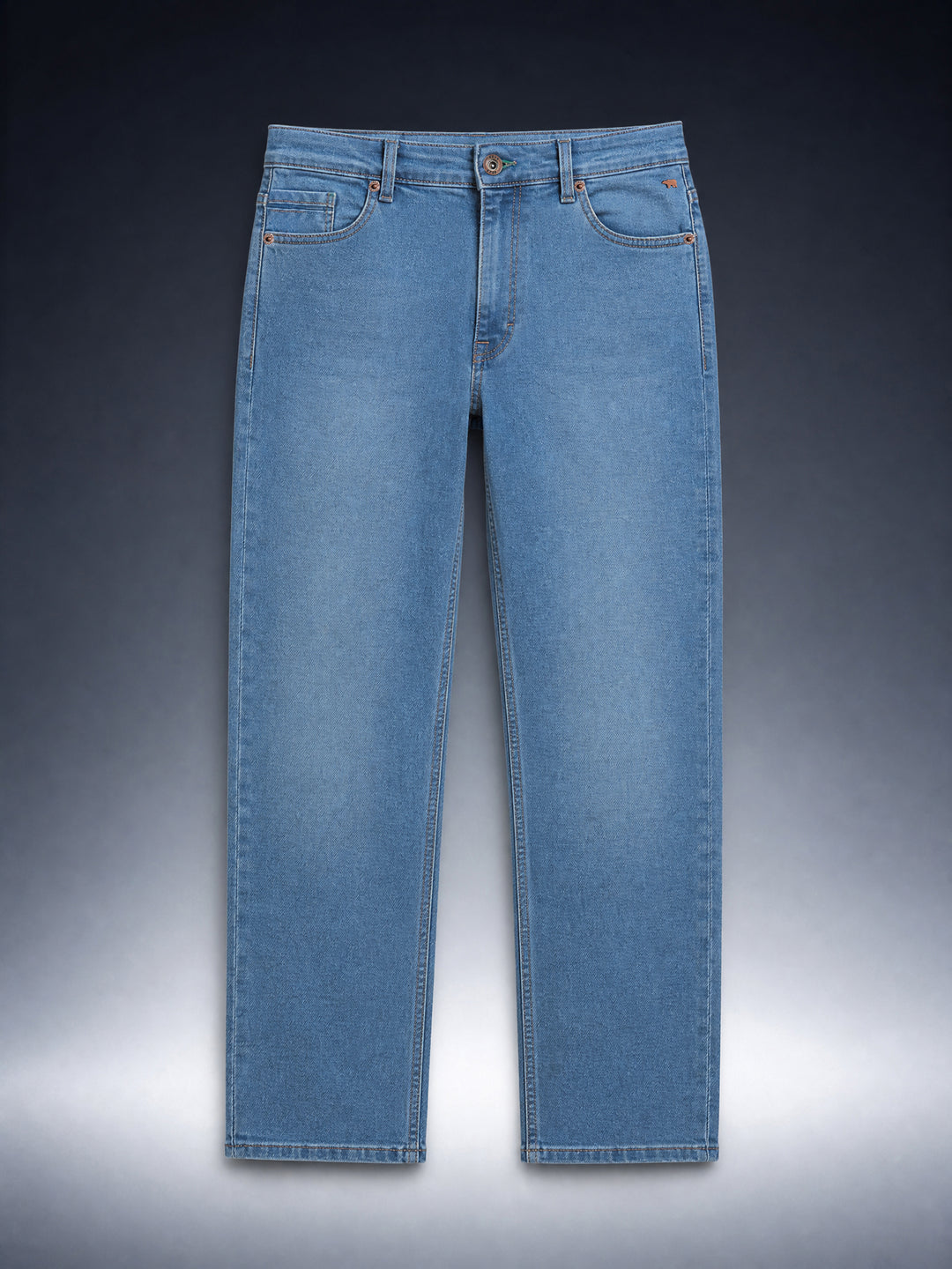 Bear Neo Mid Blue Mid-Rise Straight Fit Jeans by The Bear House