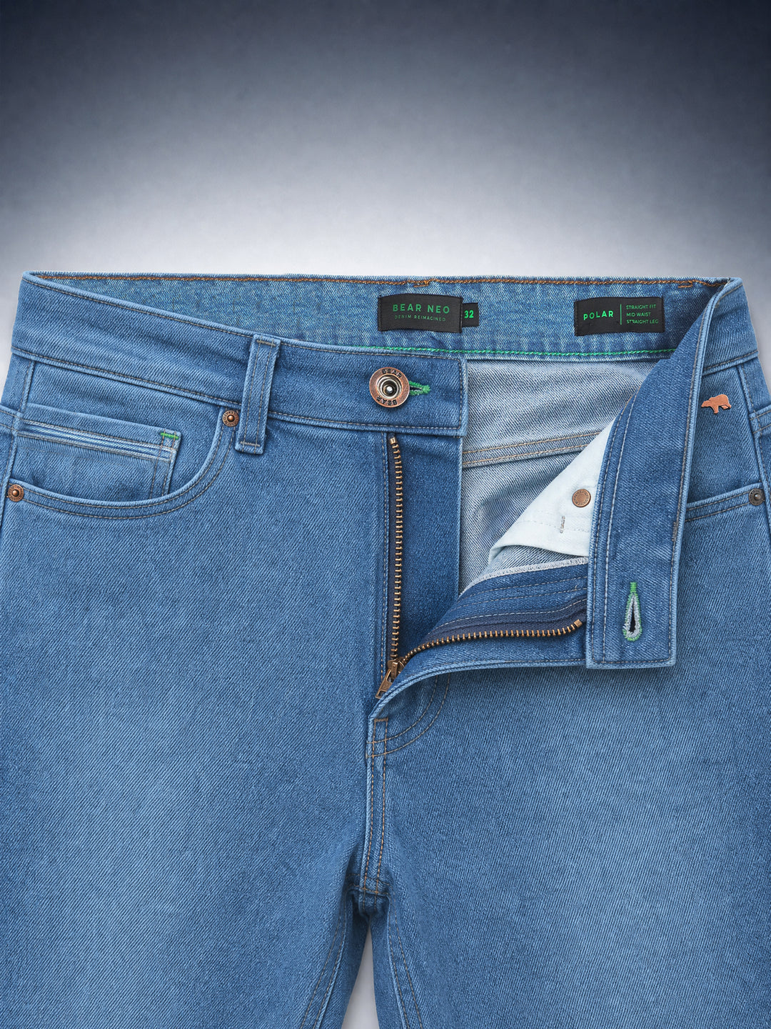 Bear Neo Mid Blue Mid-Rise Straight Fit Jeans by The Bear House