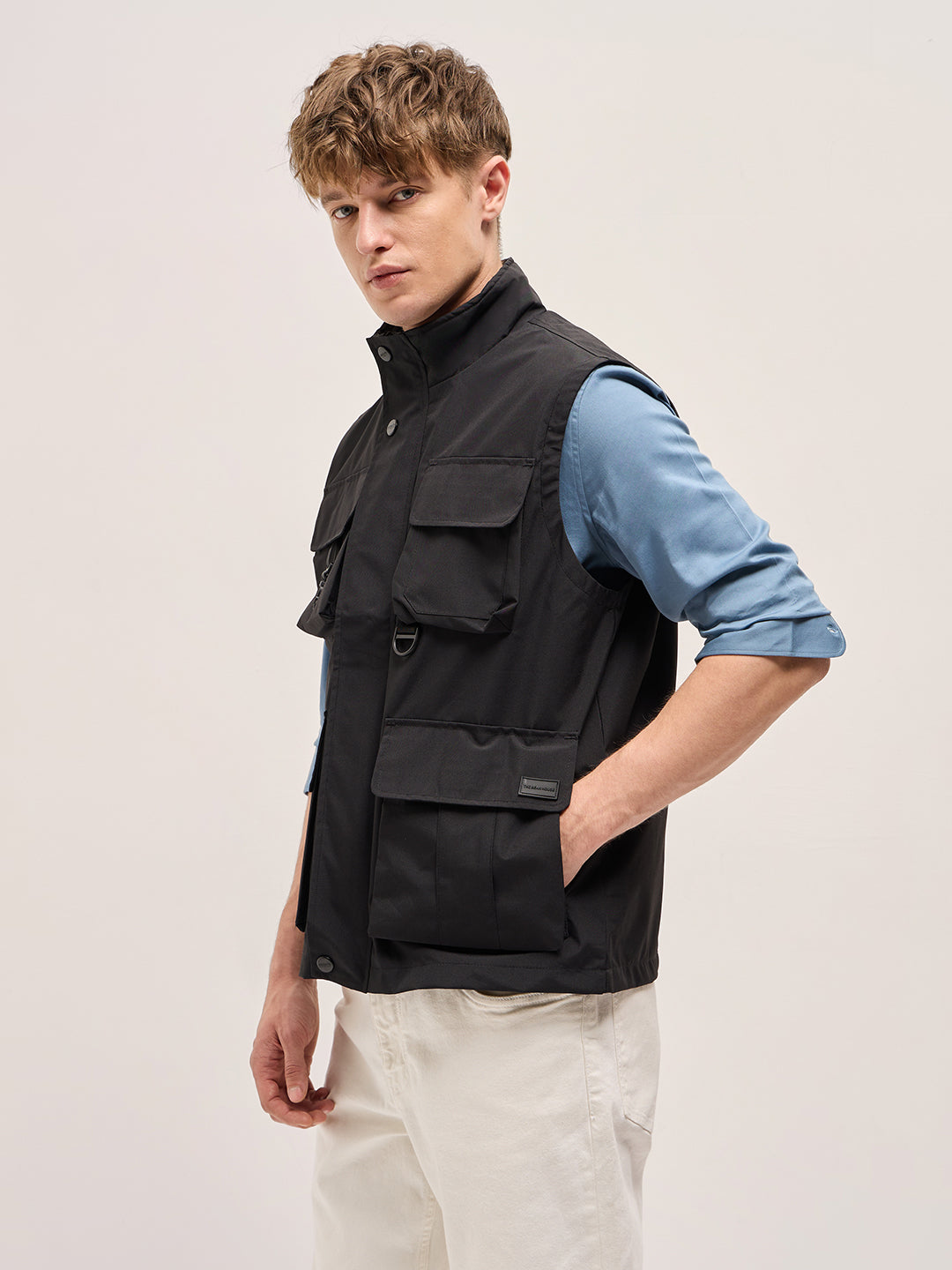 Shop Black Outdoor Utility Multi-Pocket Vest Jacket Online