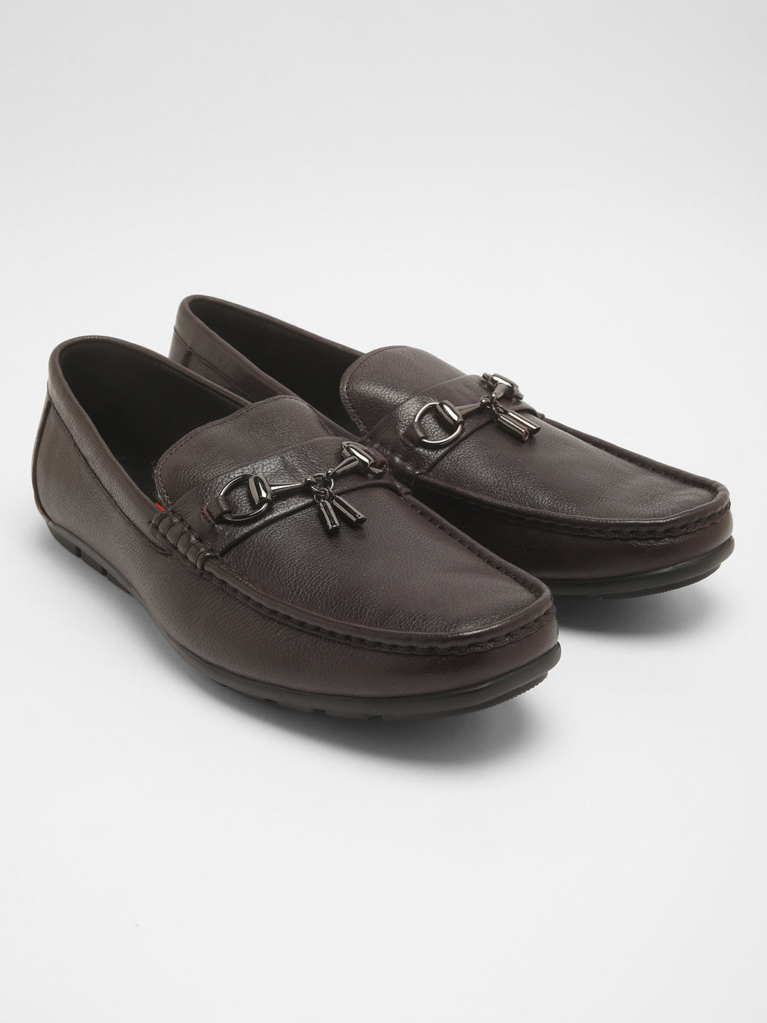 MINOSA MEN'S BROWN TEXTURED LEATHER LOAFERS