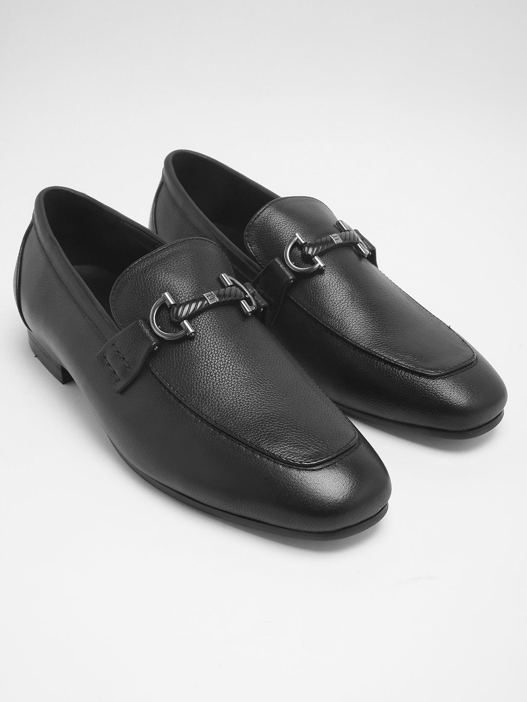 POSEIDON MEN'S BLACK LEATHER LOAFERS