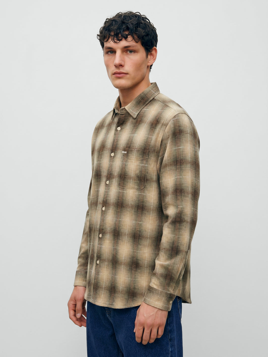 Olive Checked Regular Fit Casual Shirt by The Bear House