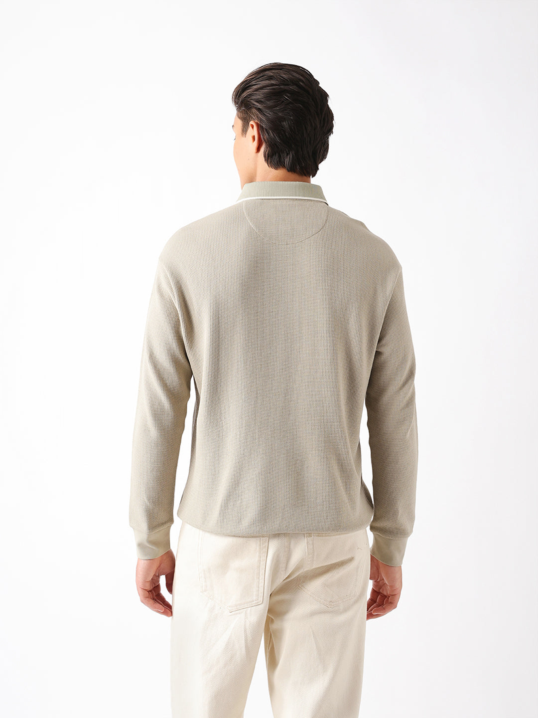 Shop Light Green Relaxed-Fit Waffle Knit Polo with Half-Zip