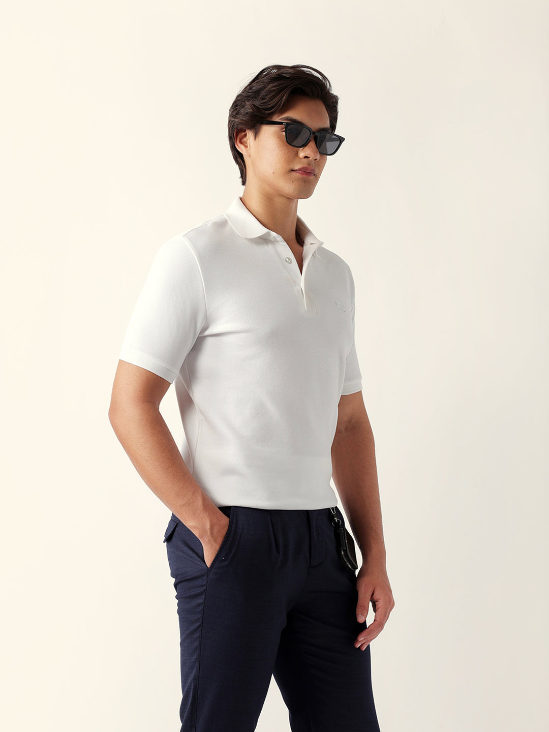 Shop White Regular Fit Half Sleeves Polo Online. | The Bear House