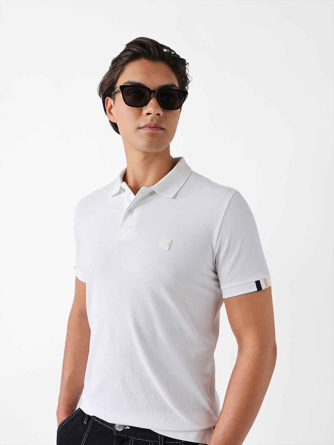 The Bear House GREY REGULAR FIT WAFFLE KNIT POLO WITH HALF-ZIP PLACKET India