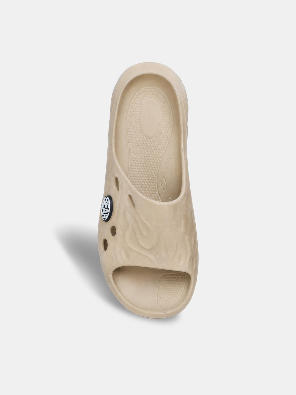 Beige Textured Slip-On Casual Slides by The Bear House
