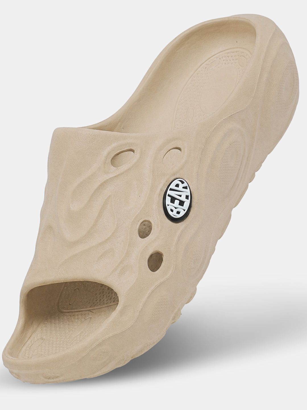 Beige Textured Slip-On Casual Slides by The Bear House