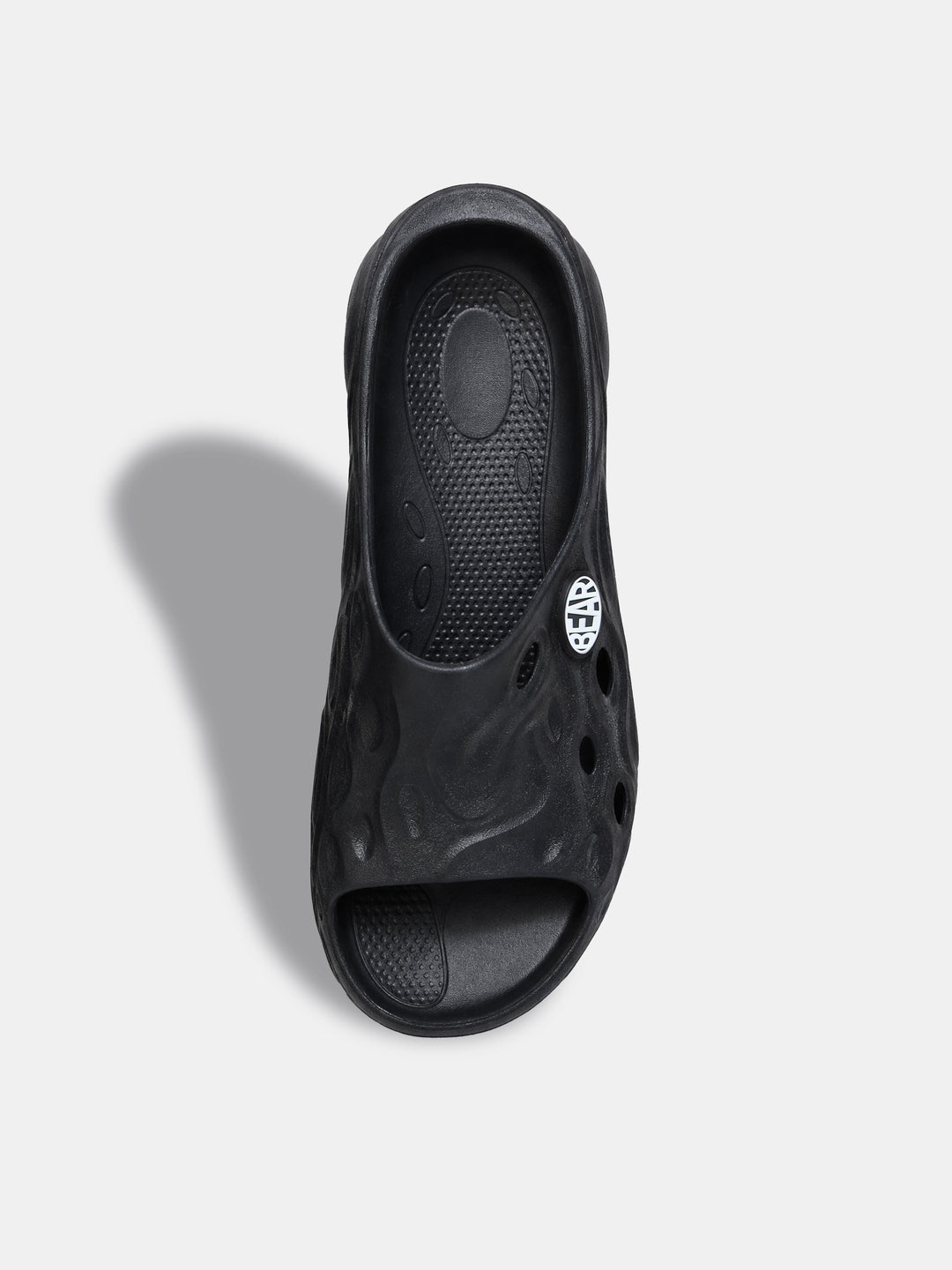 Black Textured Slip-On Casual Slides by The Bear House
