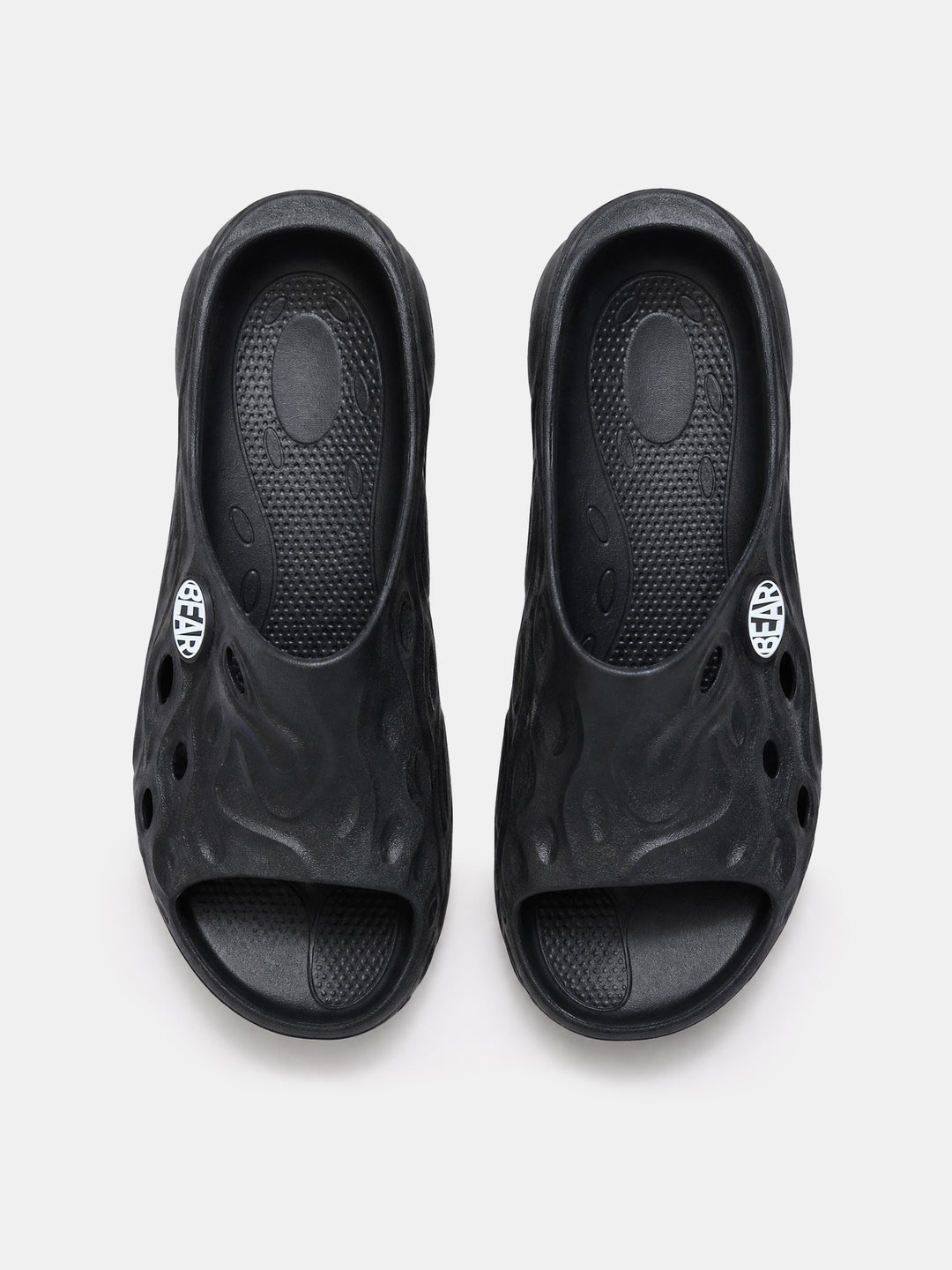 Black Textured Slip-On Casual Slides by The Bear House