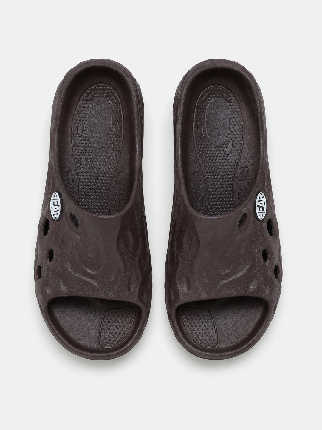 Brown Textured Slip-On Casual Slides by The Bear House