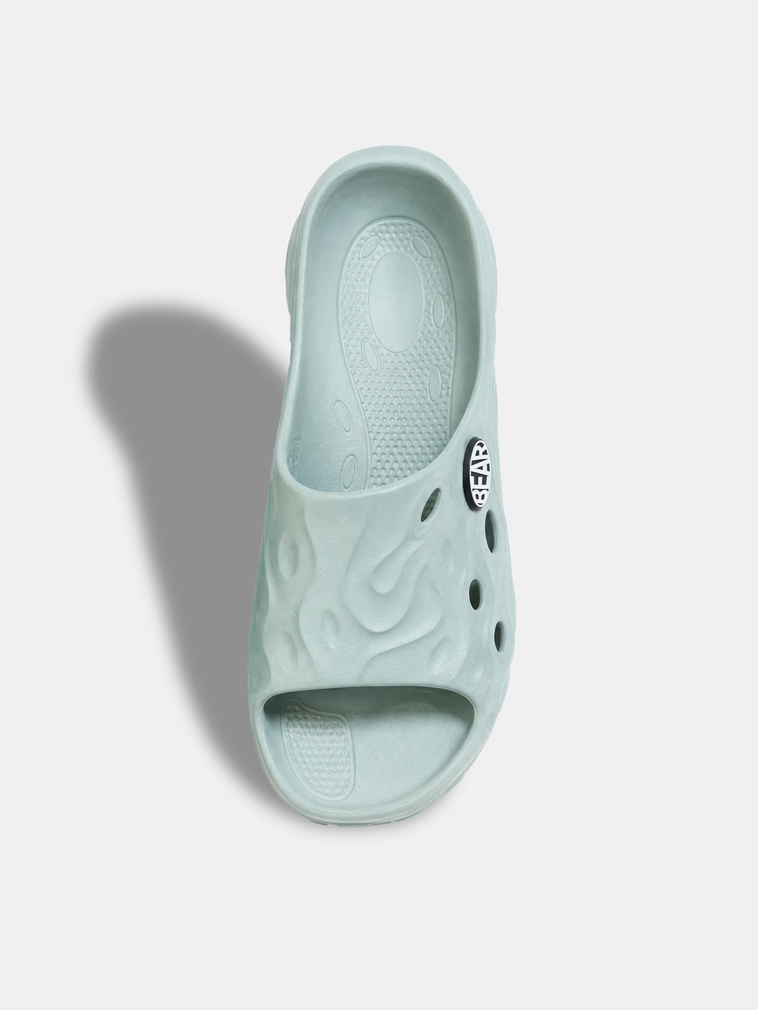 Light Blue Textured Slip-On Casual Slides by The Bear House