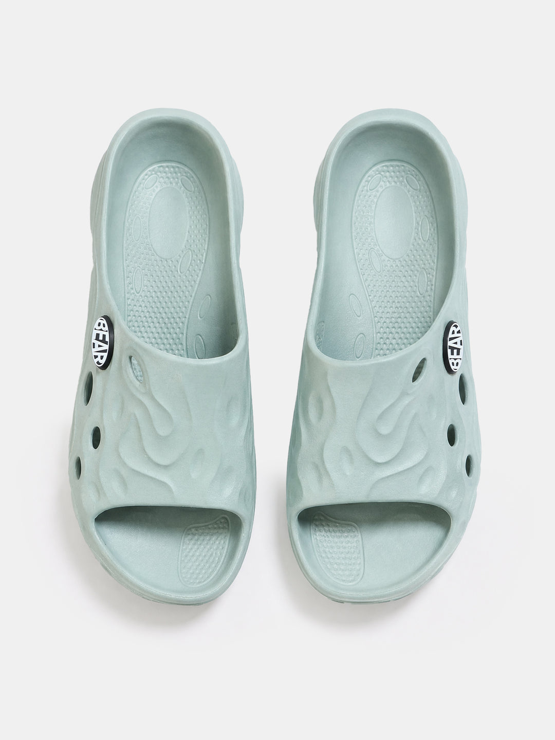 Light Blue Textured Slip-On Casual Slides by The Bear House
