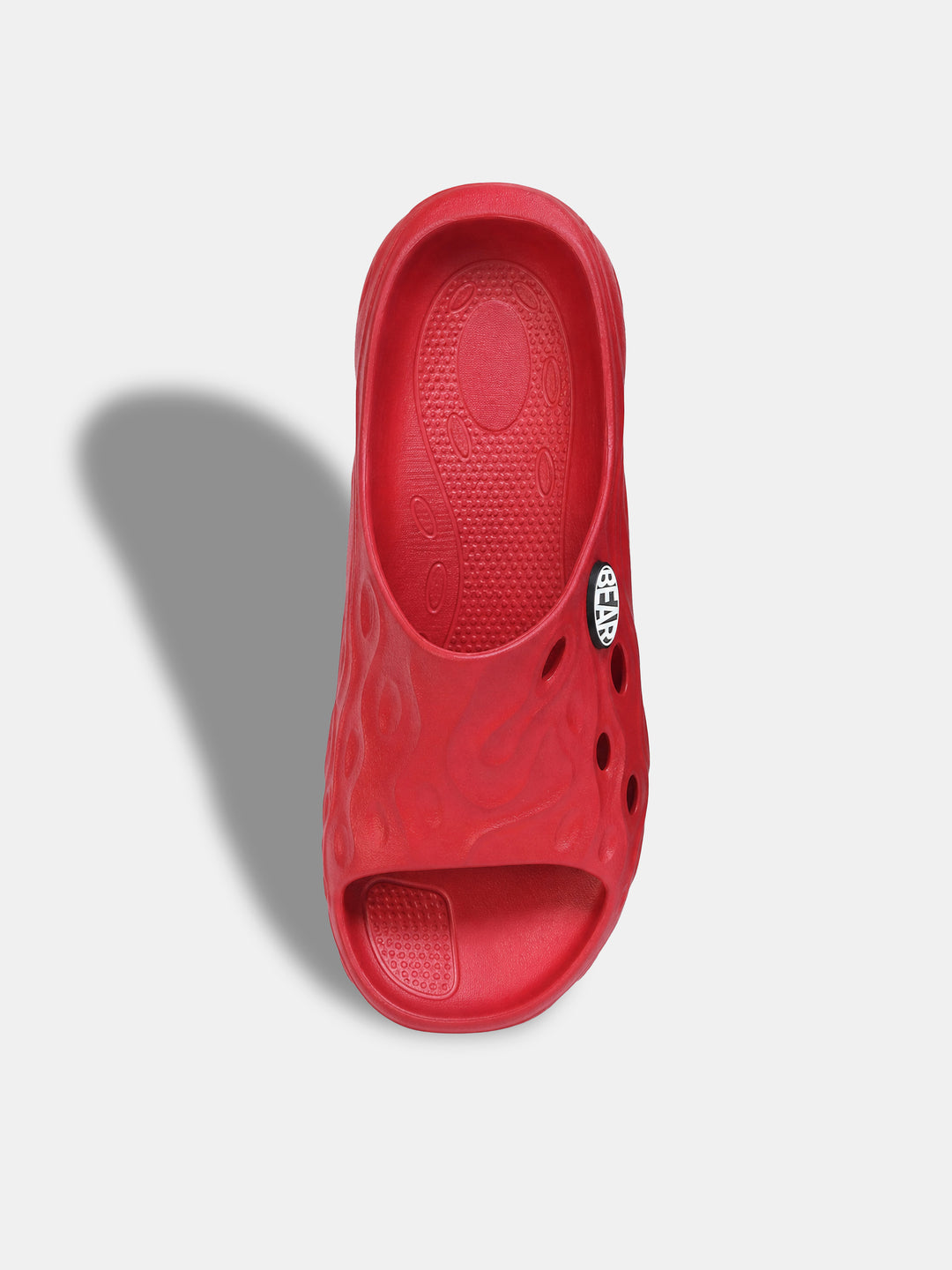 Red Textured Slip-On Casual Slides by The Bear House