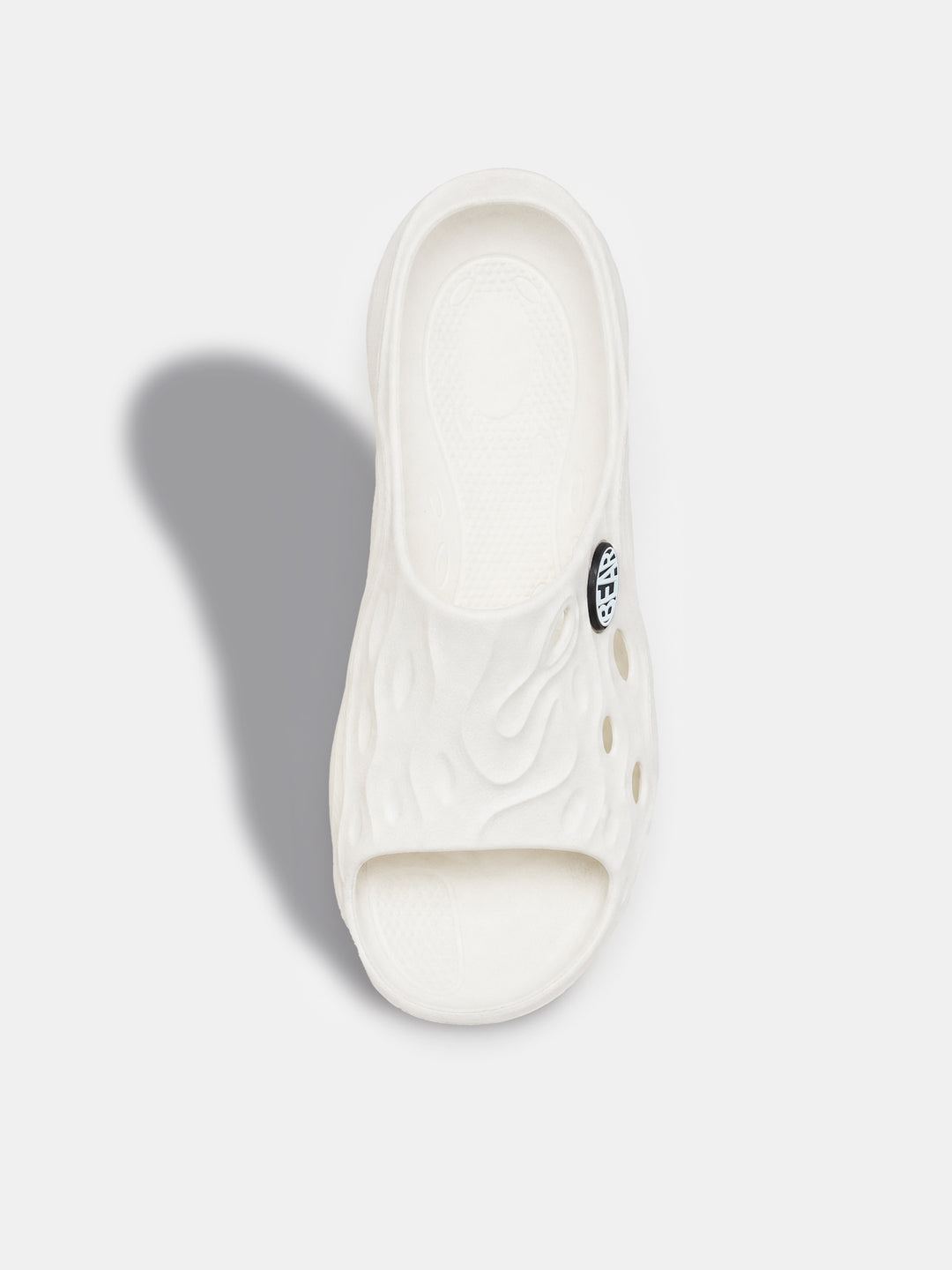 White Textured Slip-On Casual Slides by The Bear House