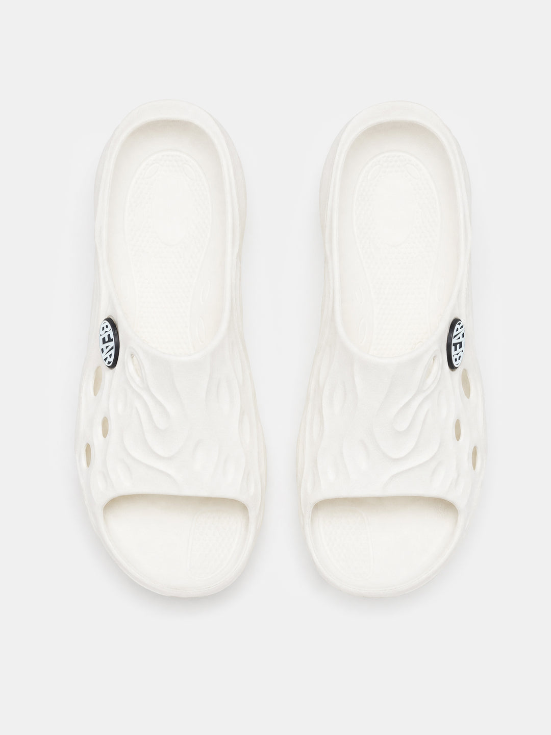 White Textured Slip-On Casual Slides by The Bear House
