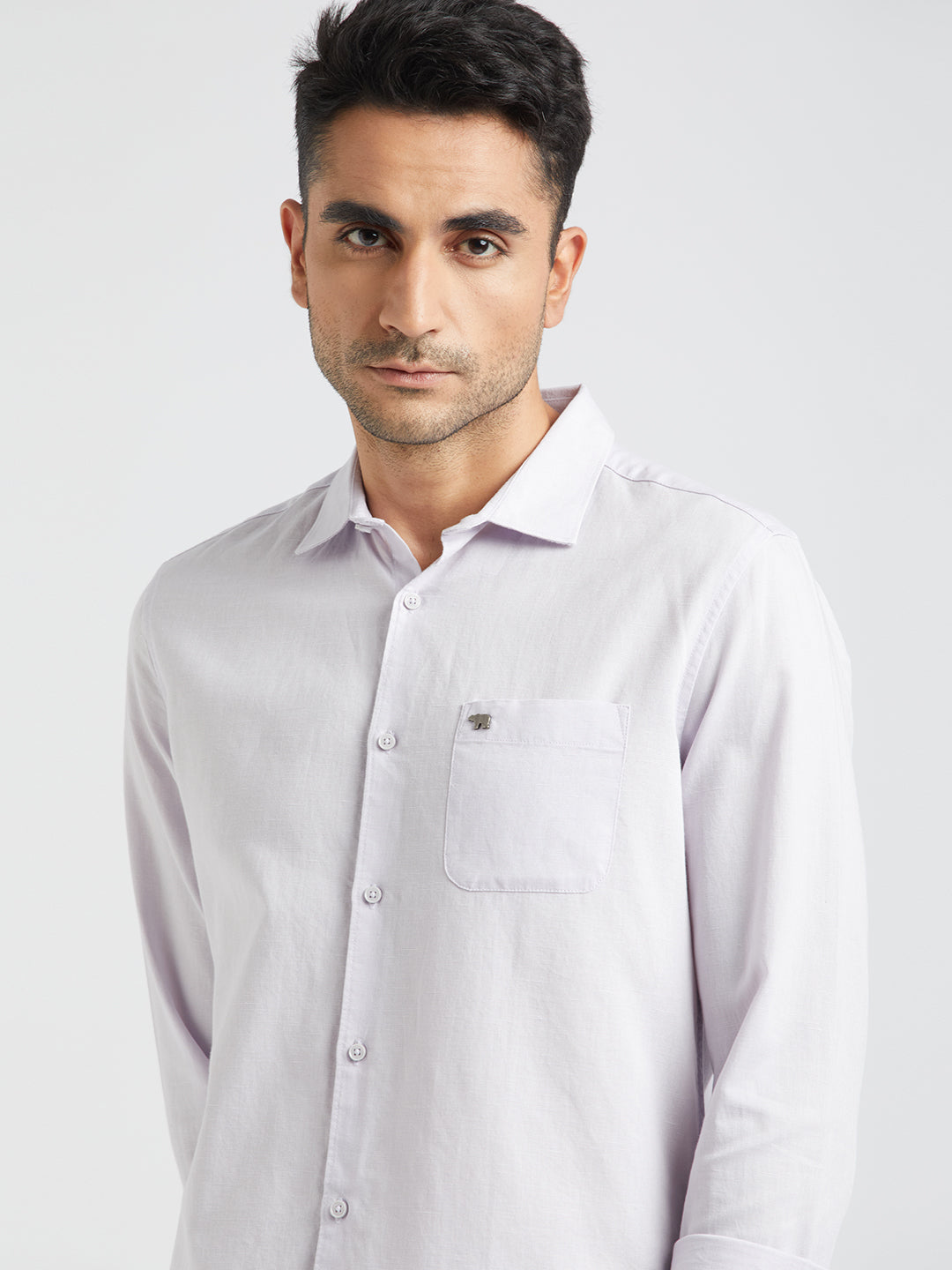 Burro - Men Purple Solid Slim Fit Cotton Linen Casual Shirt | The Bear House