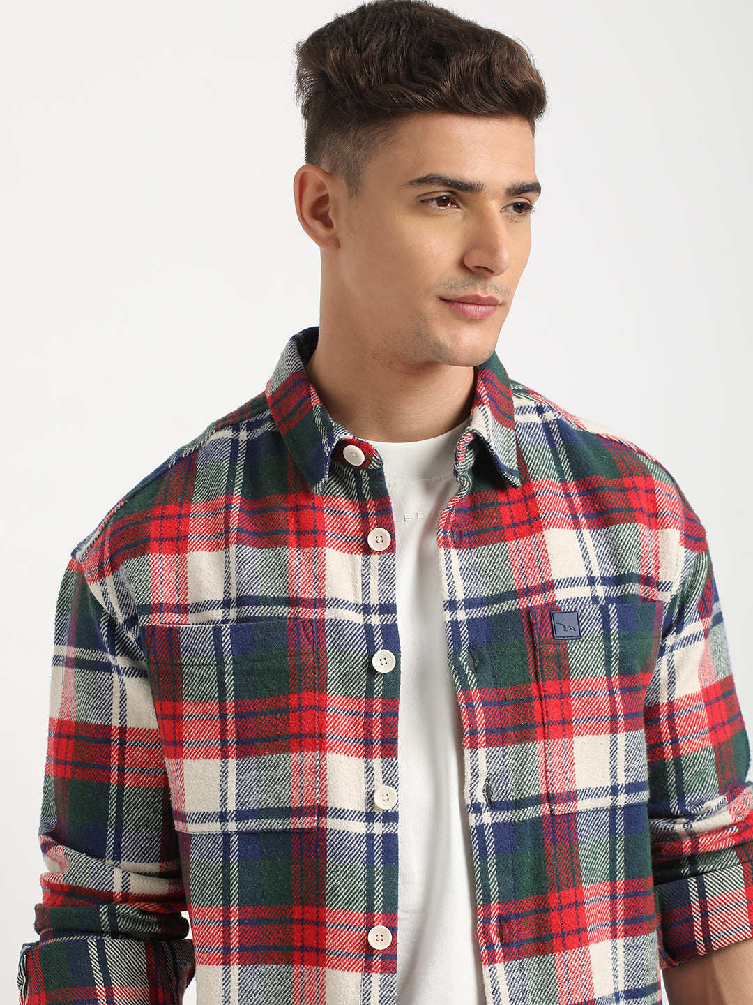 Shop Men's Multi-color Checkered Relax Fit Shacket Online – bearhouseindia
