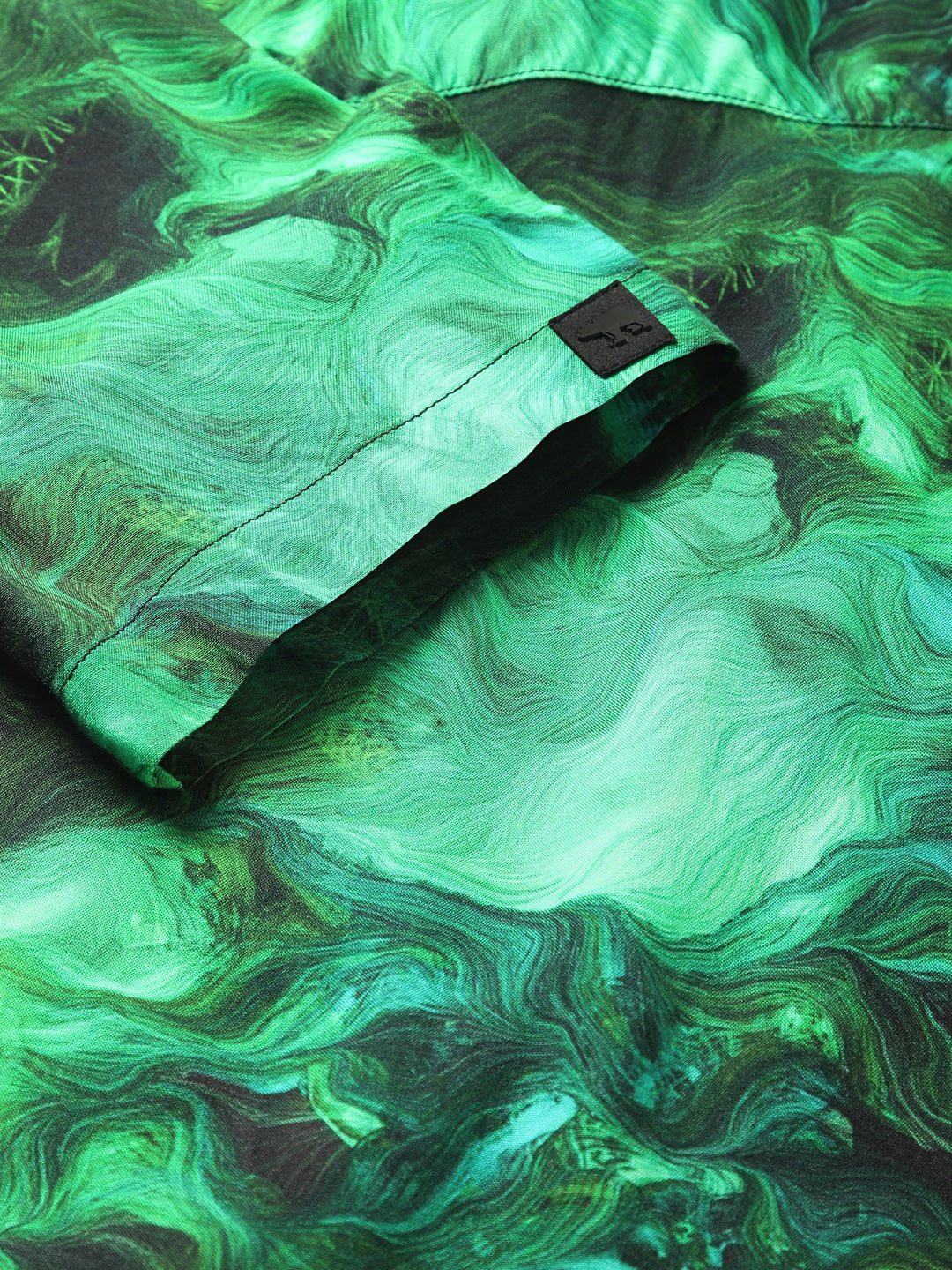 Men Green Printed Regular Fit Cotton Casual Shirt by The Bear House