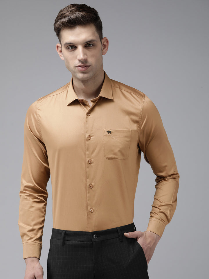 Oaks-Men Orange Slim Fit Egyptian Giza Cotton Formal Shirt | The Bear House