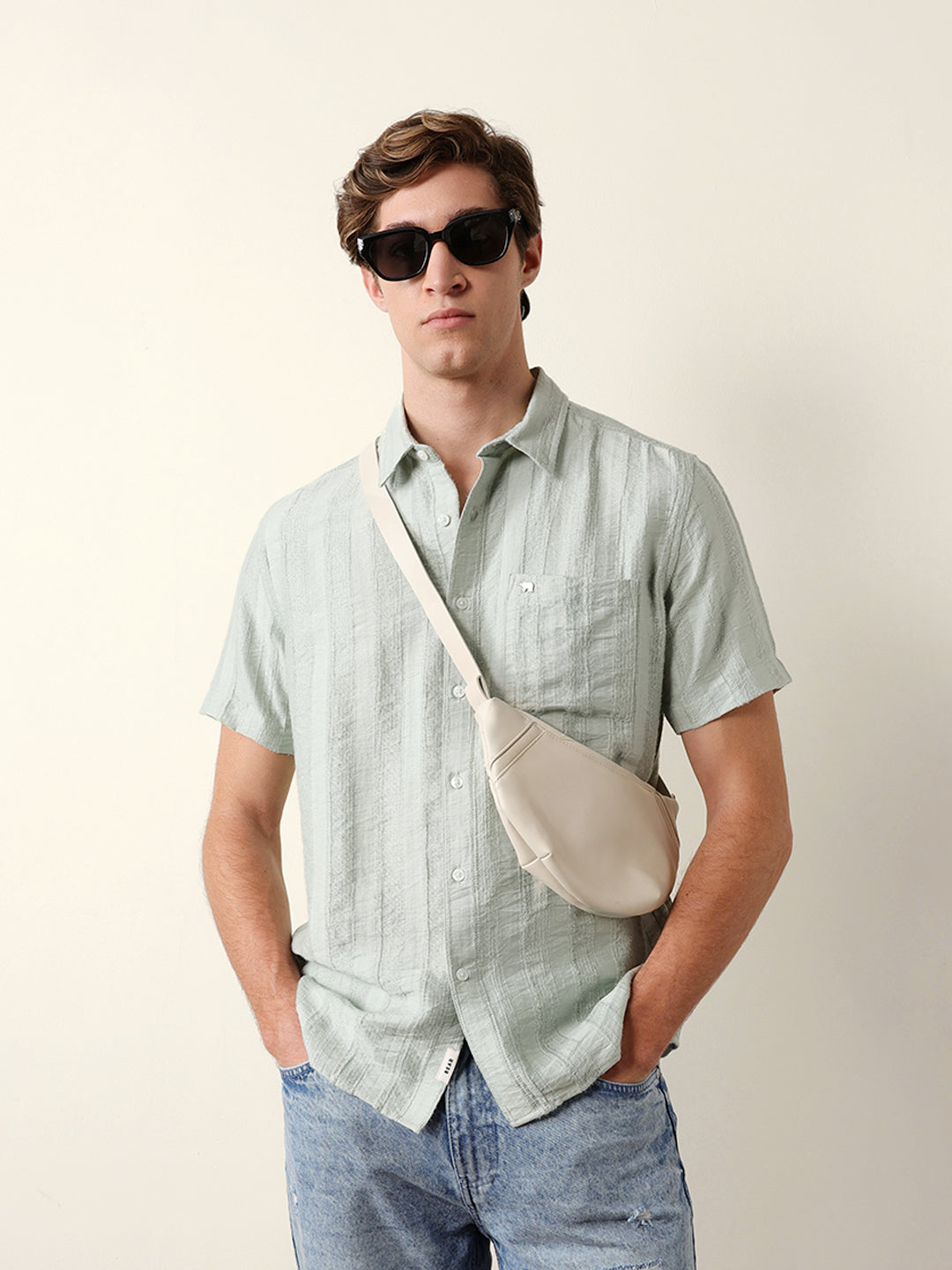 The Bear House RUST VERTICAL STRIPE DOBBY WOVEN REGULAR FIT CASUAL SHIRT India