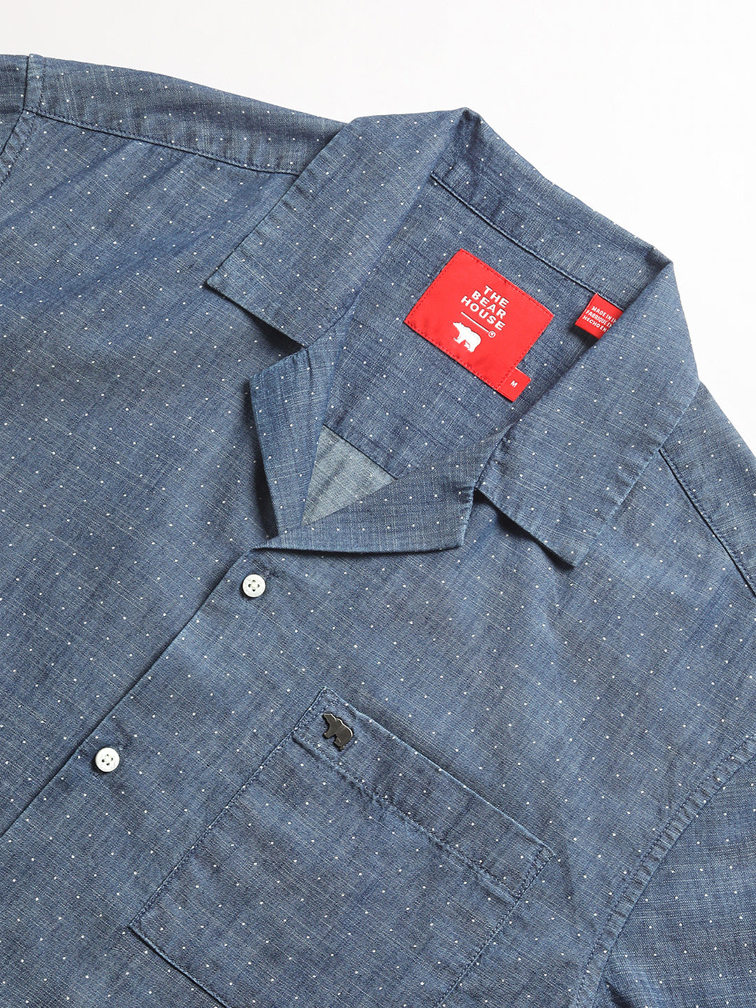 Men Blue Printed Regular Fit Cotton Casual Shirt by The Bear House