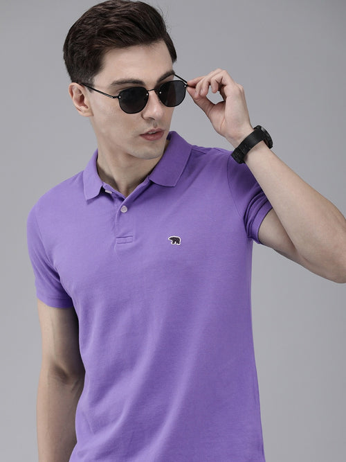 Men Solid Slim Fit Core Polo by The Bear House