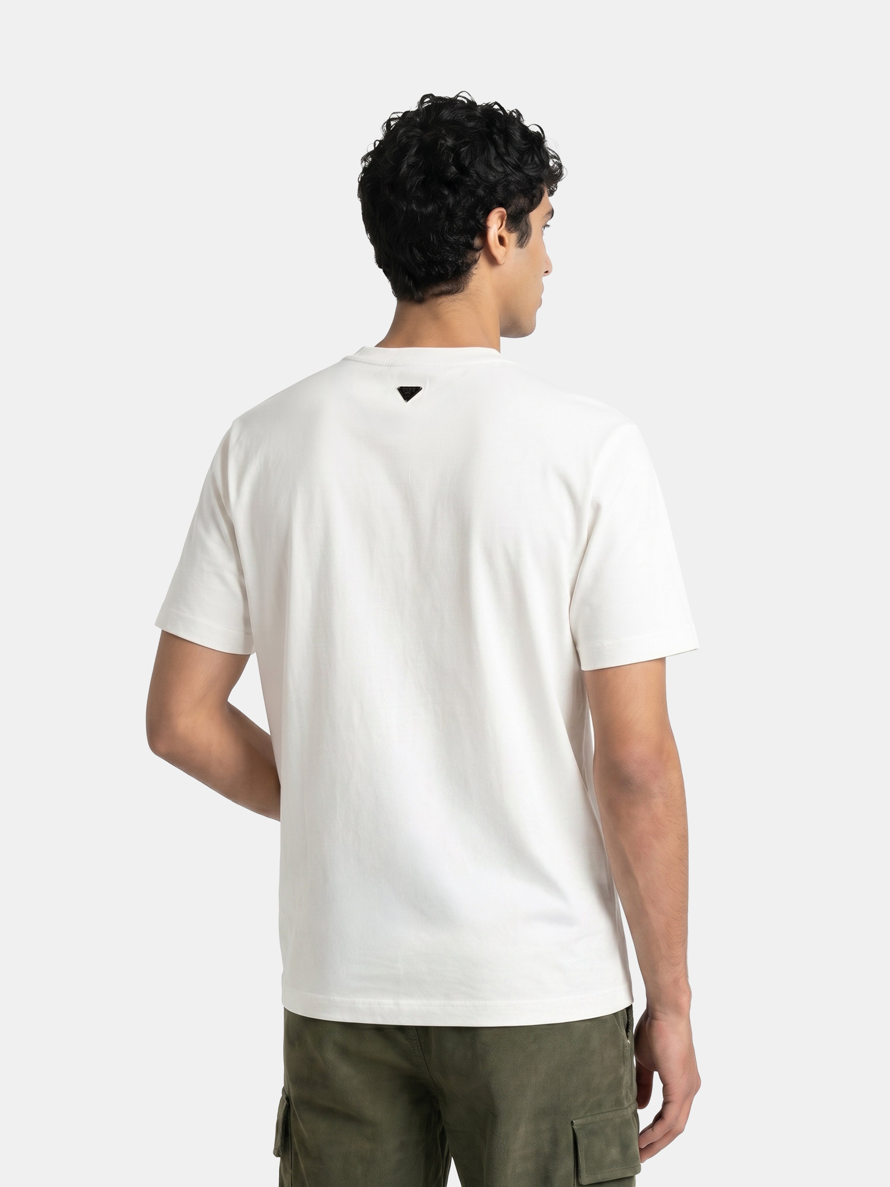 Shop Off White Regular Fit Crew Neck T-Shirt with Typography Print