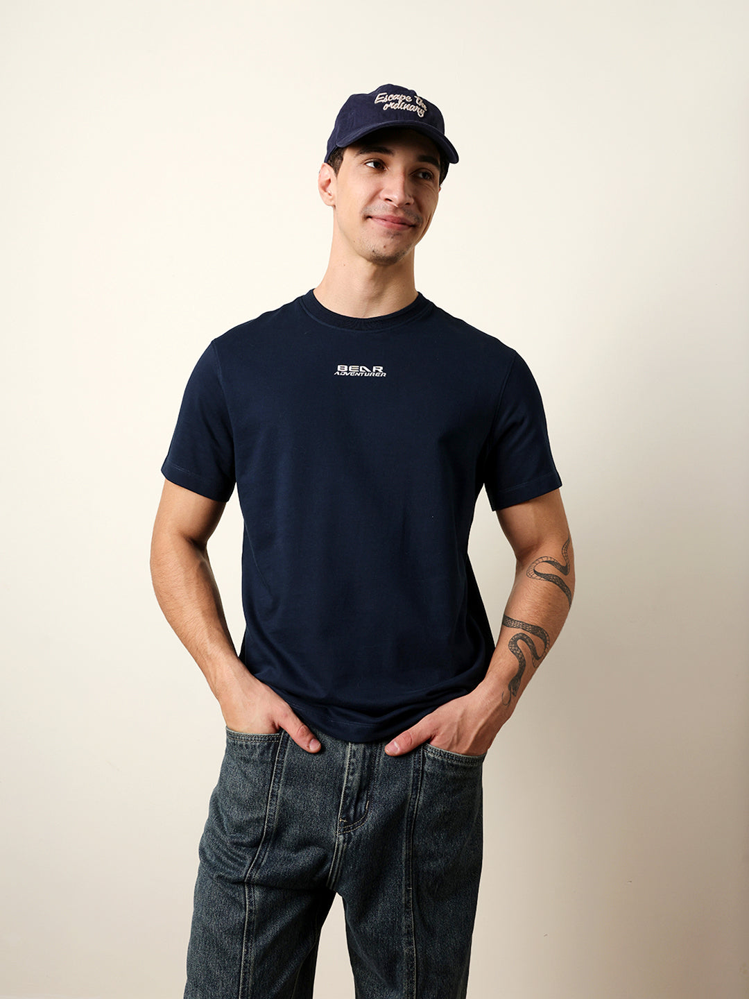 The Bear House MAROON SOLID REGULAR FIT CREW NECK T-SHIRT WITH “BEAR ADVENTURER†LOGO India