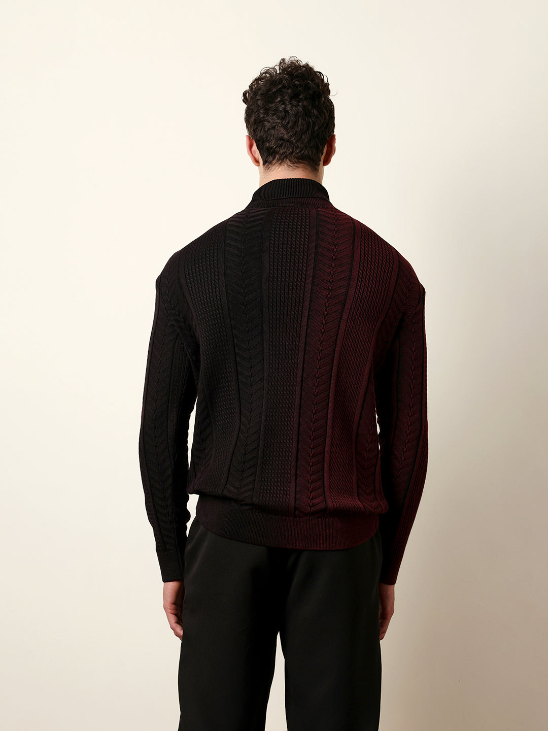 Shop Burgundy & Black Vertical Textured Panel Relaxed Fit