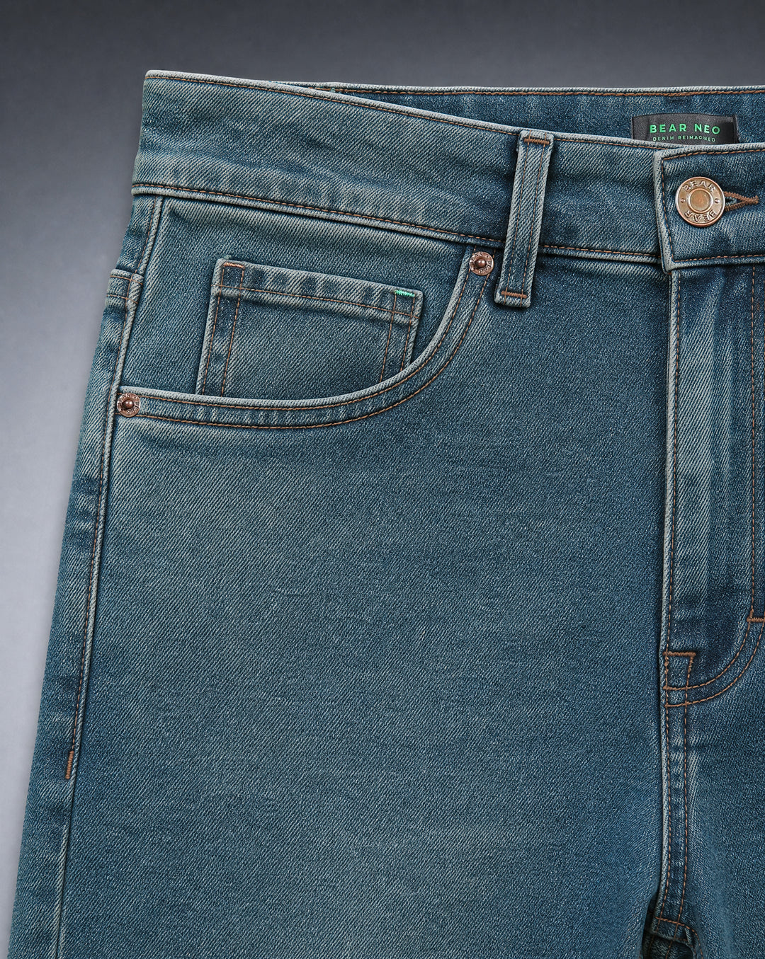 Bear Neo Mid Blue Mid-Rise Baggy Fit Jeans by The Bear House