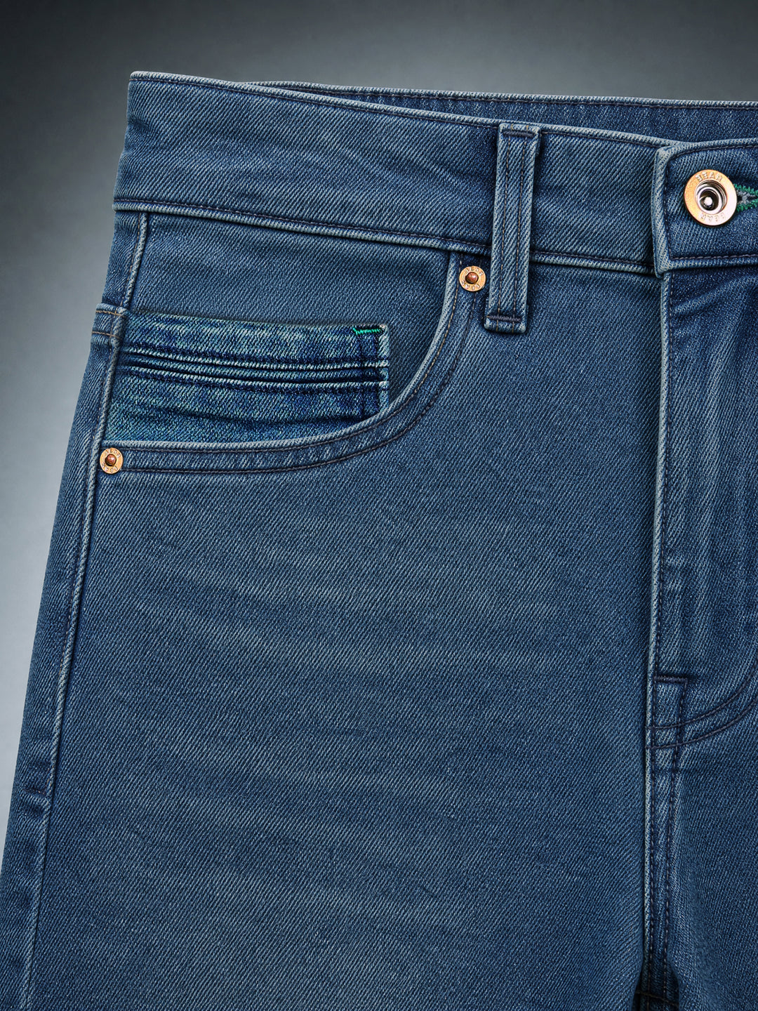 Bear Neo Mid Blue Mid-Rise Relaxed Fit Jeans with Light Fade by The Bear House