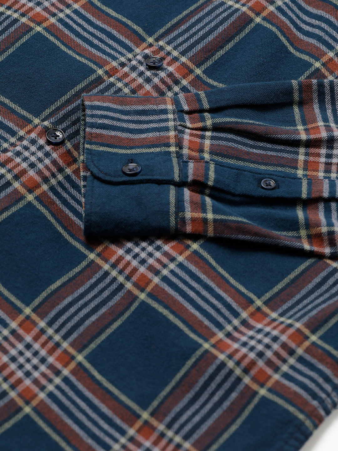 Graaf - Men Blue Checked Slim Fit Cotton Casual Shirt | The Bear House